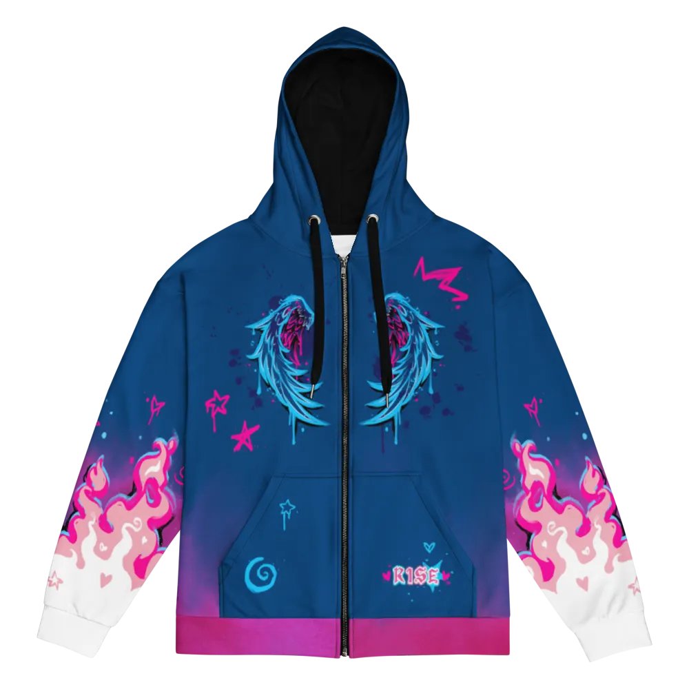 RISE Collection: Subtle Transgender Pride Phoenix Zip Hoodie - BLUE product image (3)