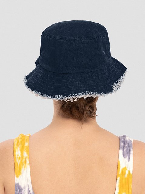 Photo showing Capstone Distressed Denim Bucket Hat