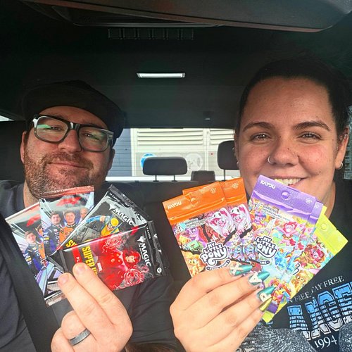 We did some shopping today!
We caved...Spicy got his first MTG Marvel Cards, a couple packs of F1 Cards and Salty got her fir...