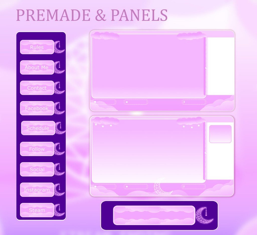 Left Overlay Pink Celestial Vtuber Stream Overlay Animated | ThePurpleClouds