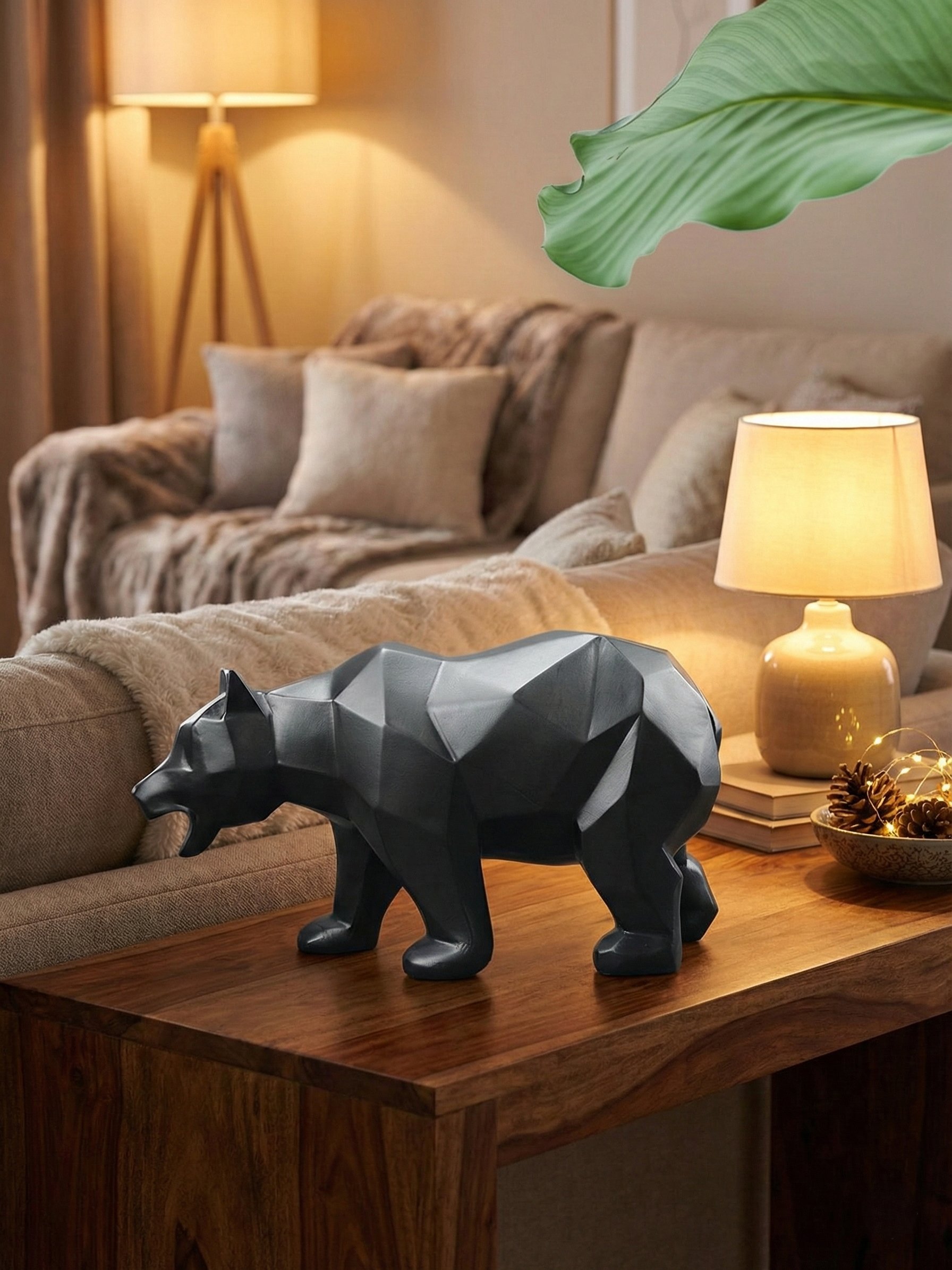 Geometric Bear Sculpture — Modern Nordic Resin Decor product image (3)