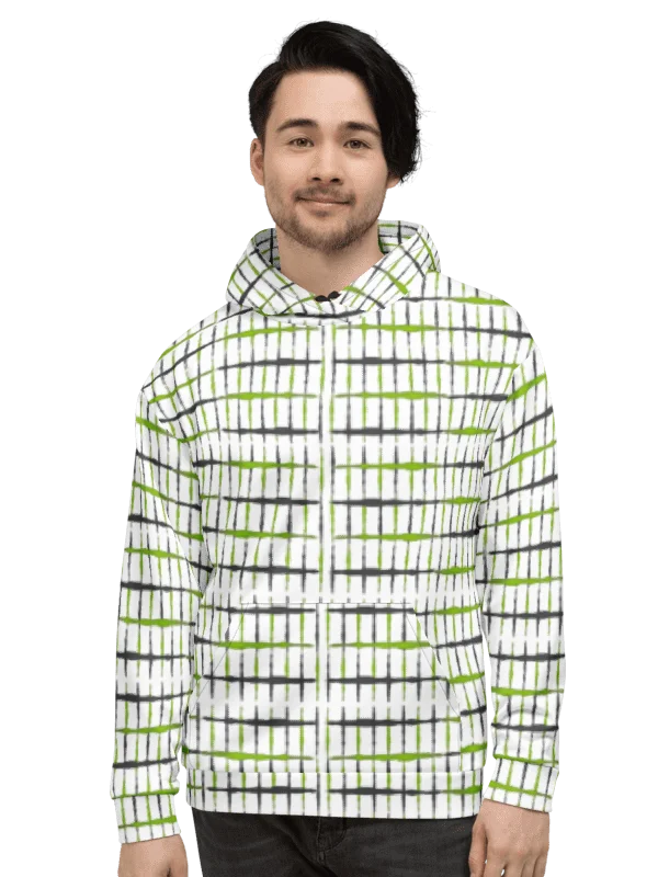 Neon Pulse Grid – Urban Style Green Interlock Unisex Hoodie product image (3)