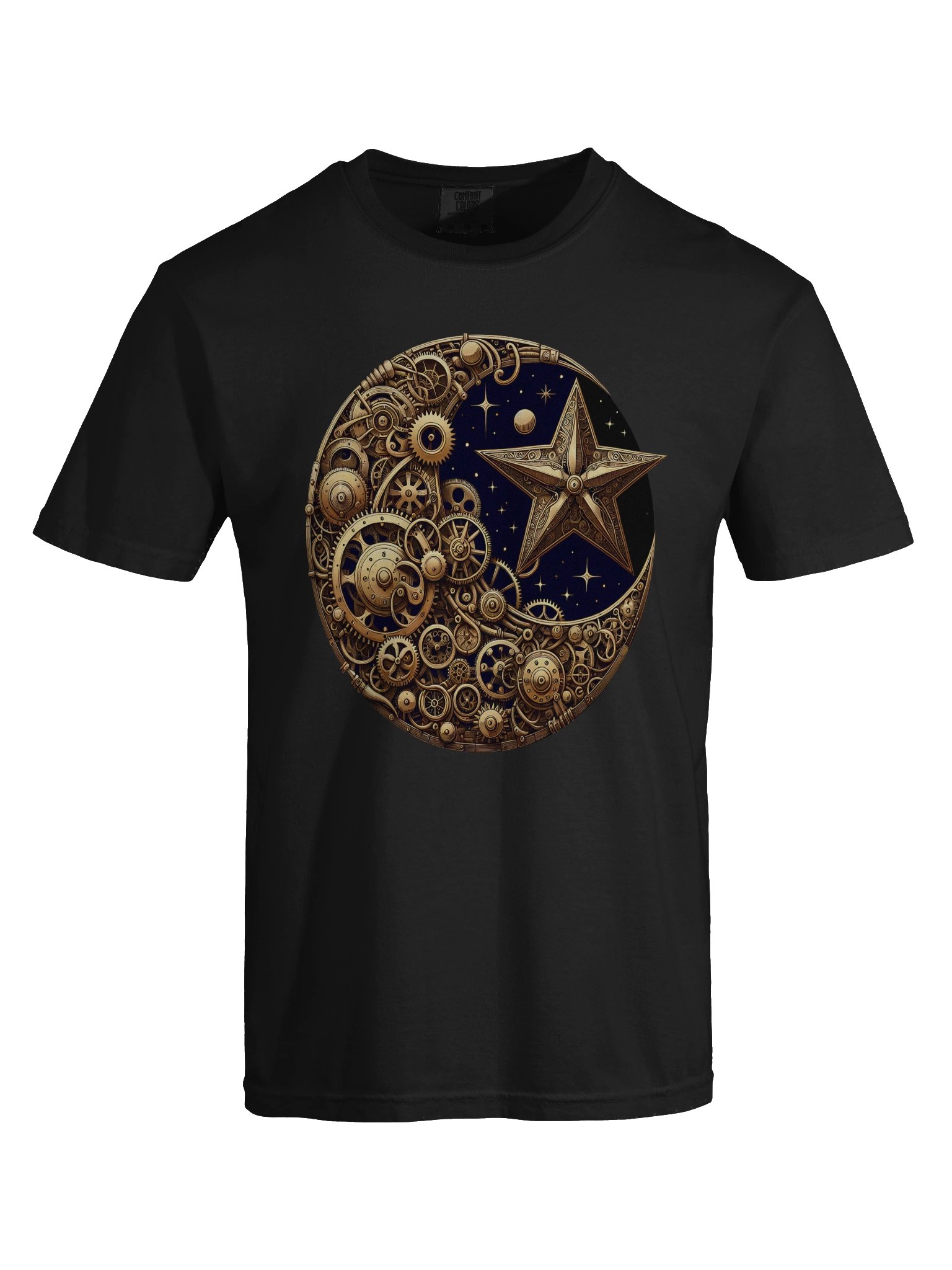 ⚙️ Steampunk Moon & Star T-Shirt – Celestial Gear Design | Retro Futuristic Clockwork Cosmos Tee product image (4)