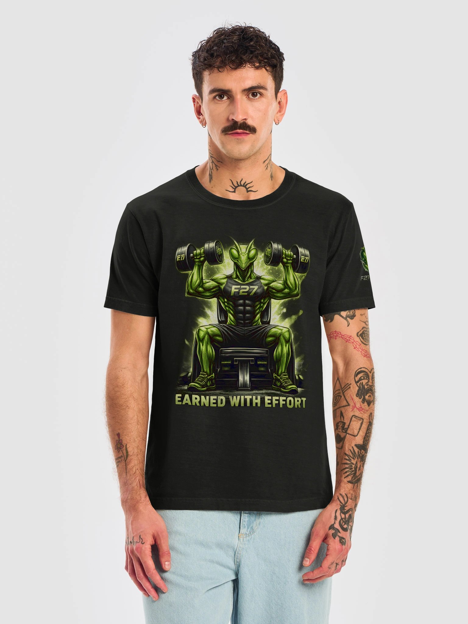 F27 Strength - Earned With Effort Gym Oversized Tee | Motivational Fitness Wear by FayzieBobs product image (1)
