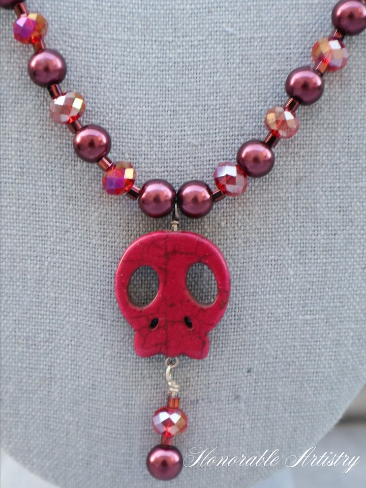 Burgundy Skull Howlite Necklace product image (2)