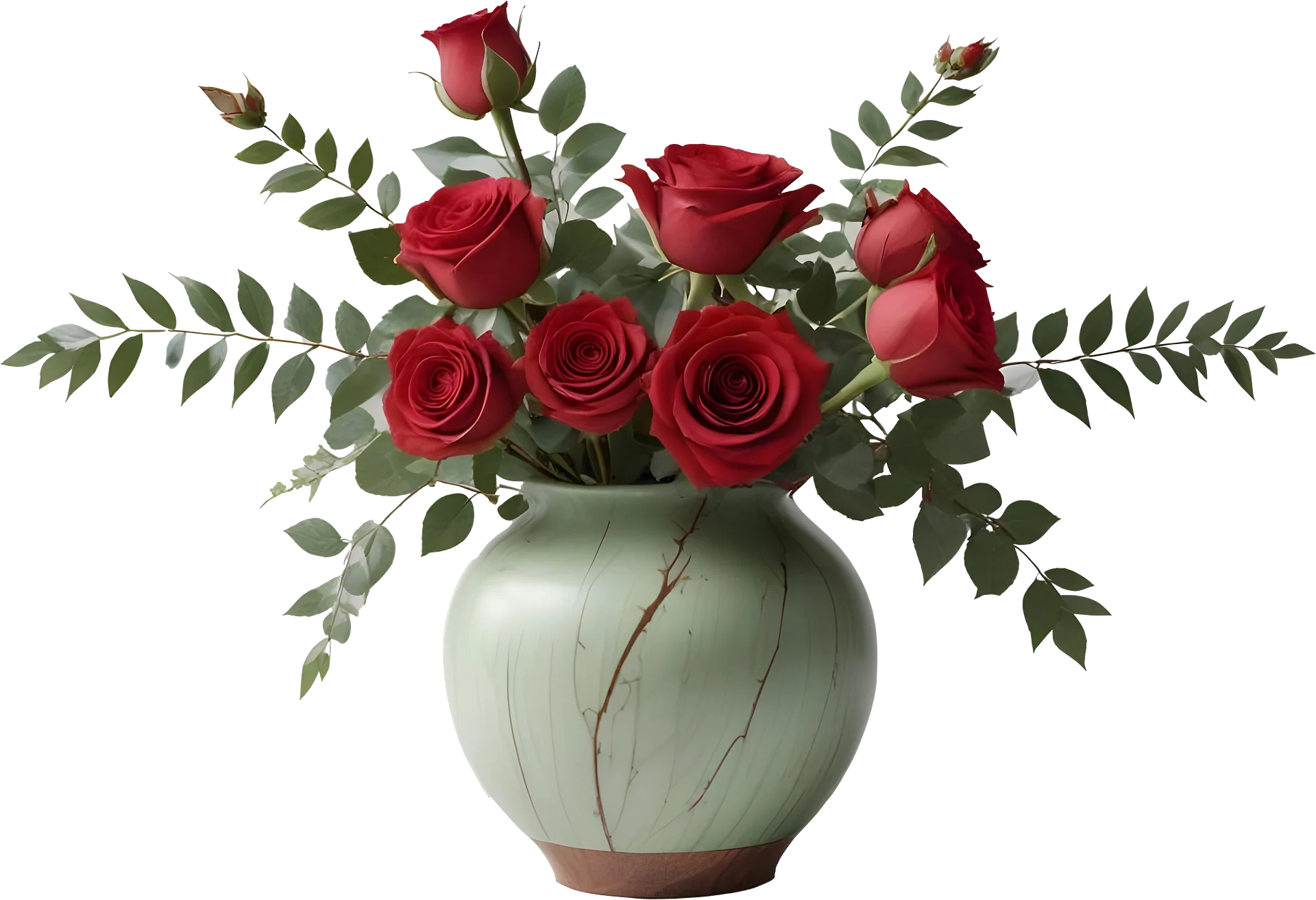 Timeless Green Vase with Roses - PNG product image (1)