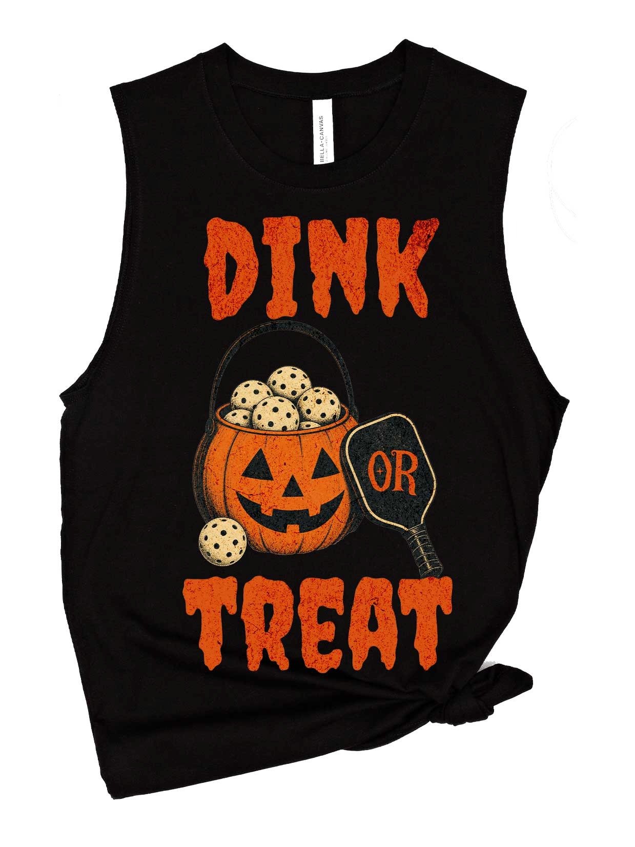 Dink or Treat Halloween Pickleball Tank Top Funny Pumpkin Gift for Players product image (1)