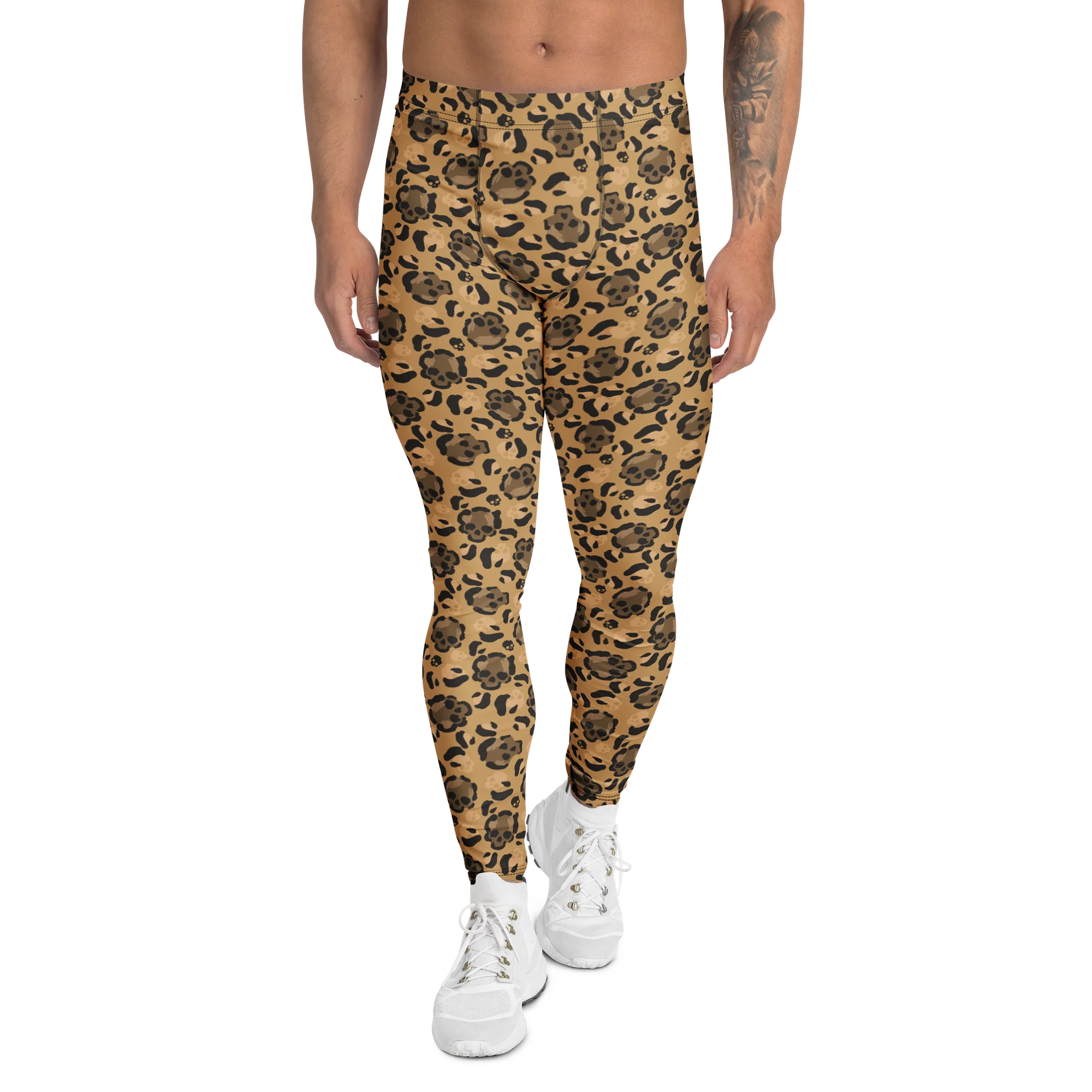 Skulls and Bones Leopard Print Men's Leggings product image (1)