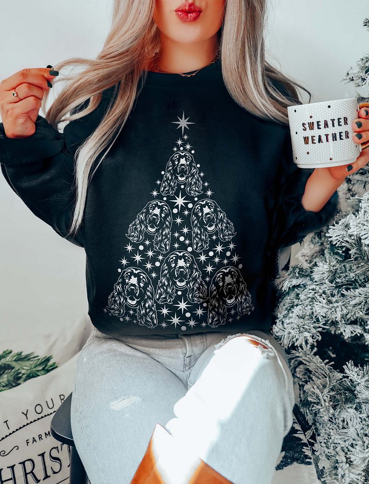 Cocker Spaniel Christmas Tree Sweatshirt Design for Cocker Spaniel Paw-rents product image (1)