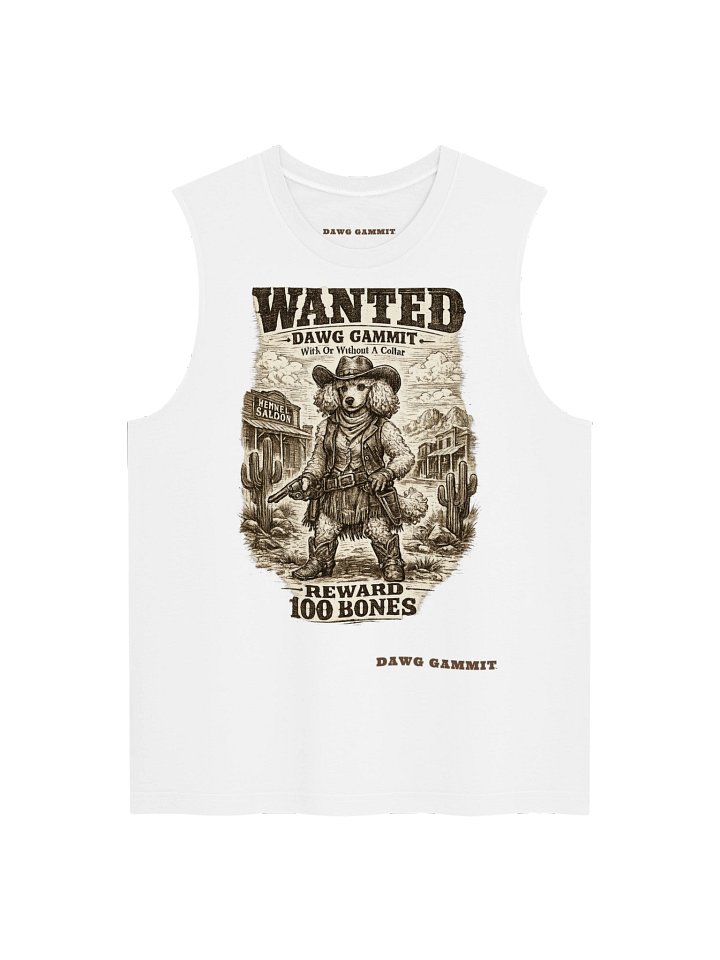 DAWG GAMMIT™ WANTED White Poodle Muscle Tank product image (1)