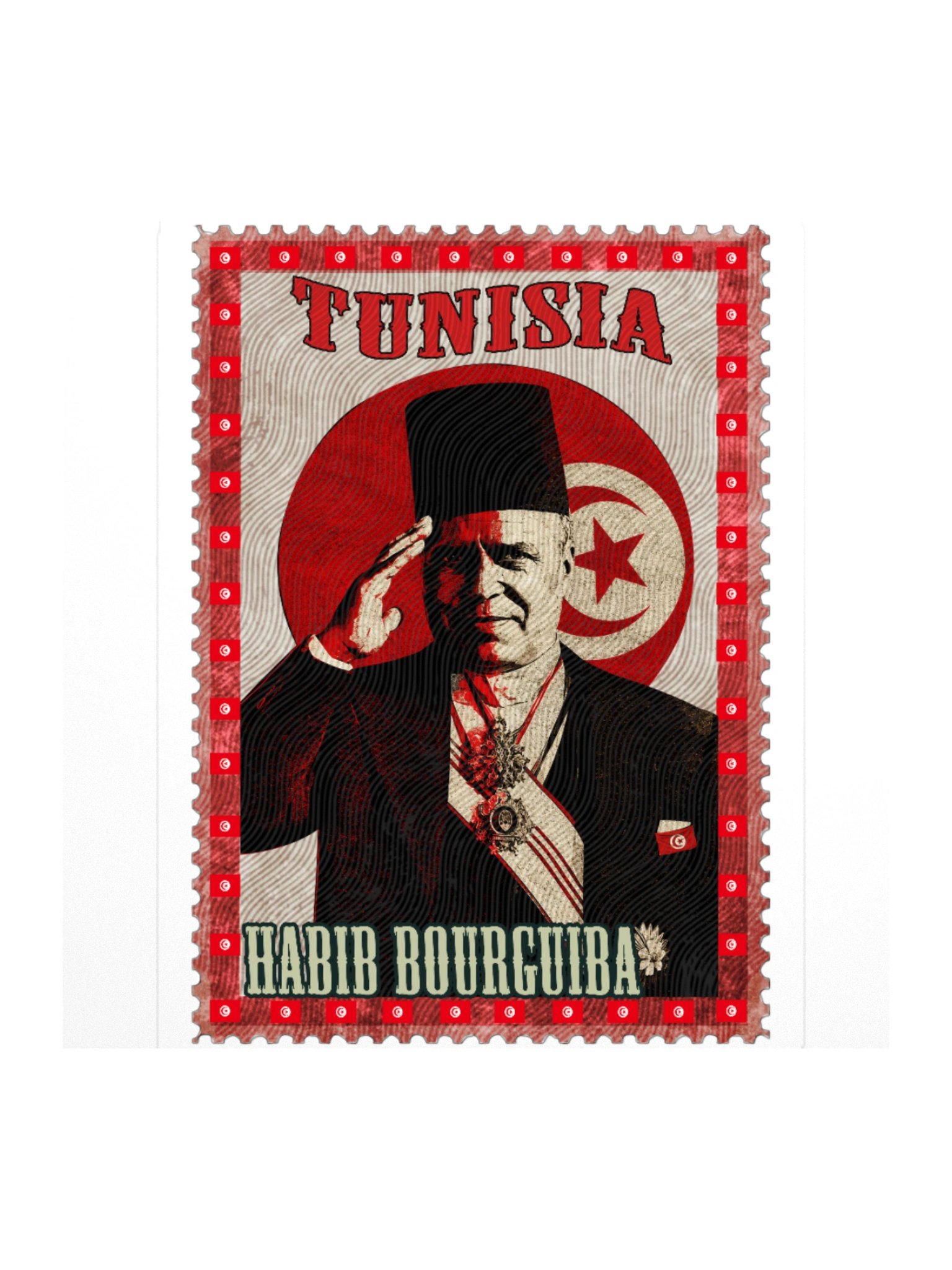 Habib Bourguiba Tunisia Vintage Postage Stamp Sticker product image (2)
