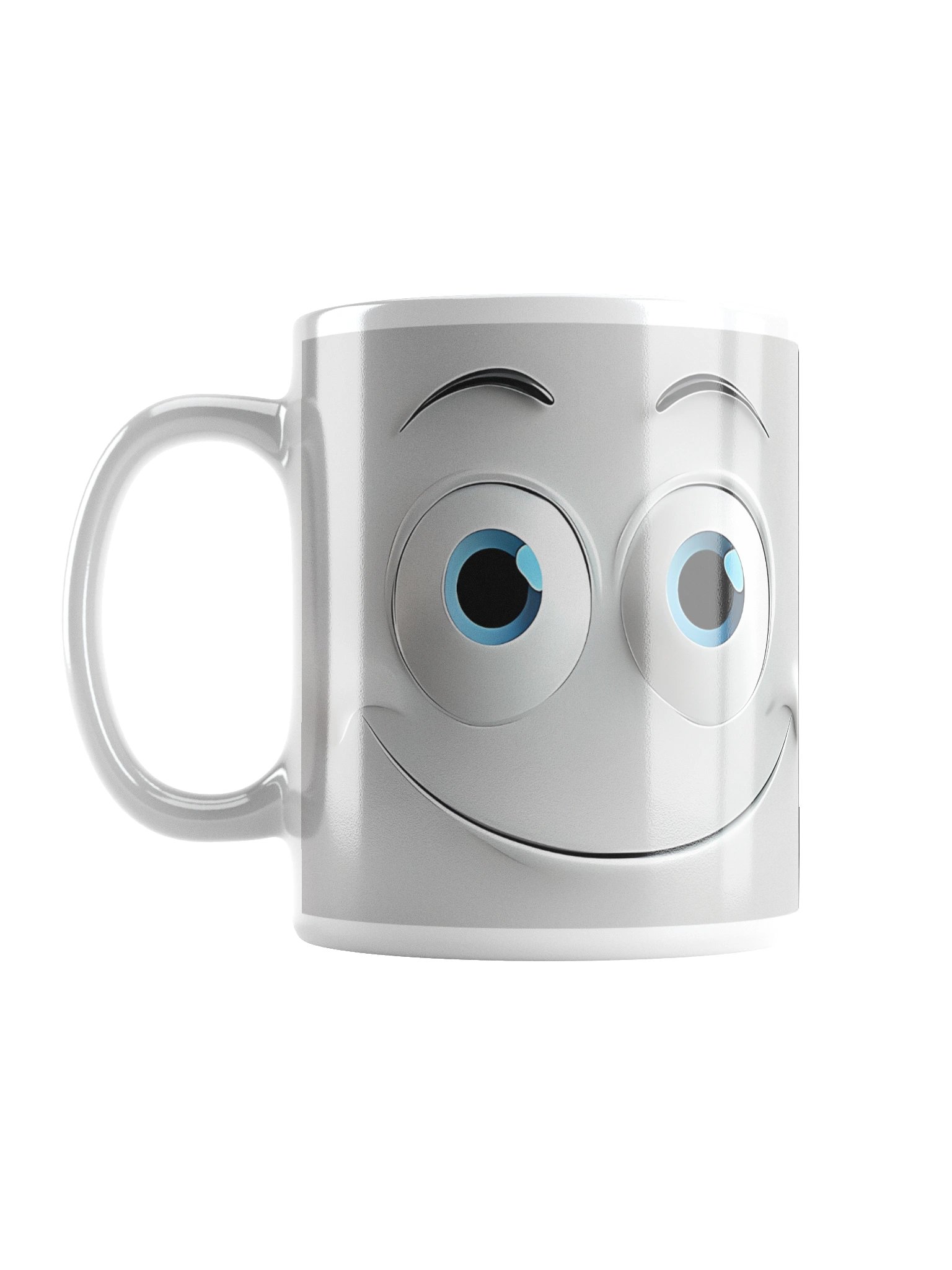 Cute Smiling Face Coffee Mug with Big Blue Eyes - Funny Ceramic Mug Gift product image (2)