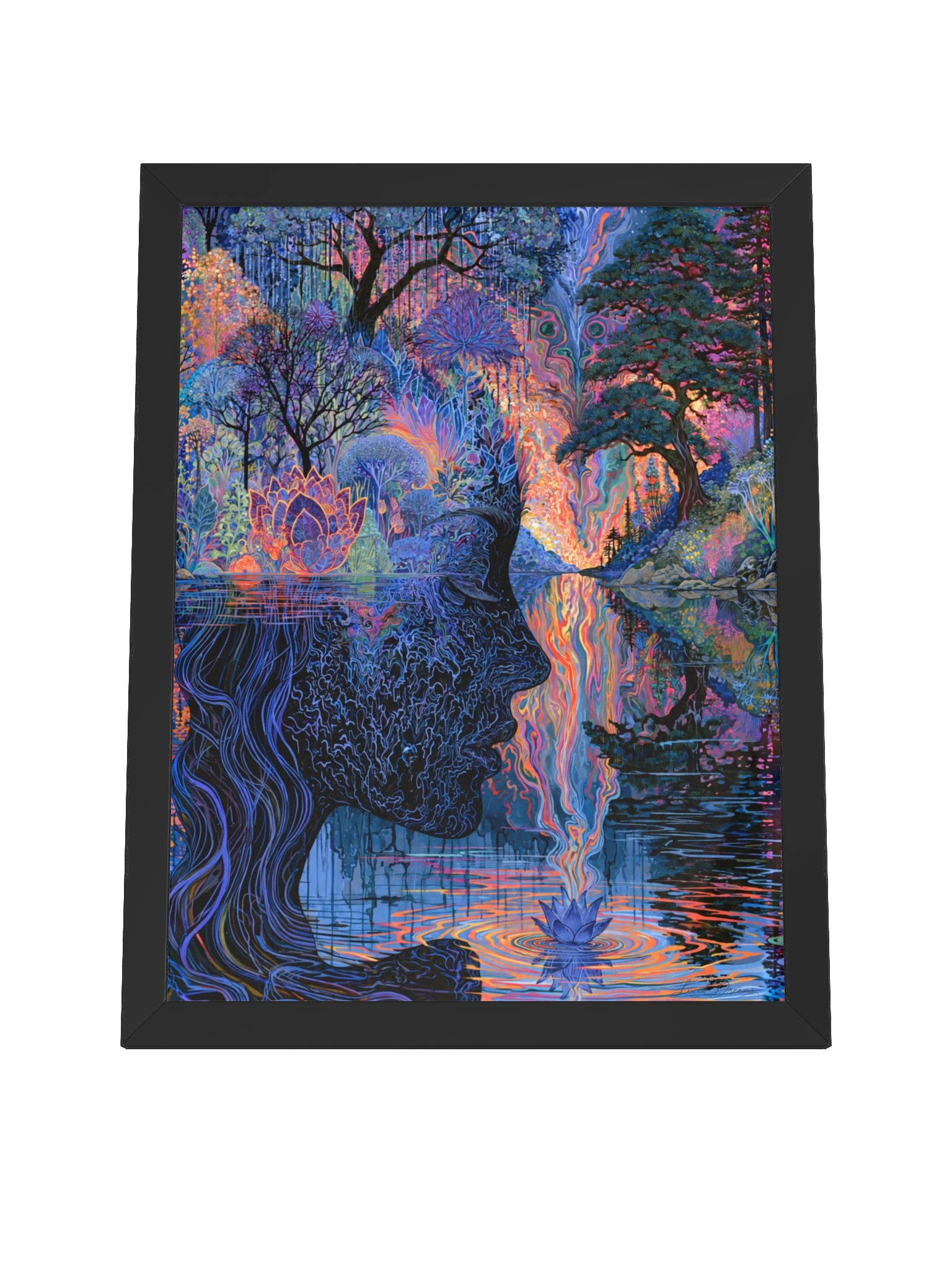 Surreal Botanical Portrait Framed Art Print — The Lotus of Endless Dreams product image (8)