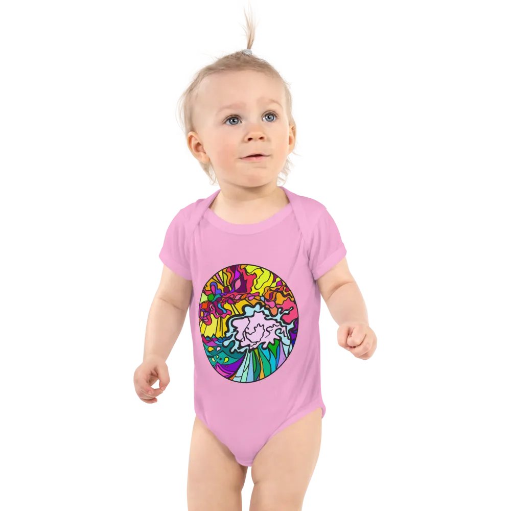 Psychedelic Sunburst Baby Bodysuit - Wave at Sunset product image (5)