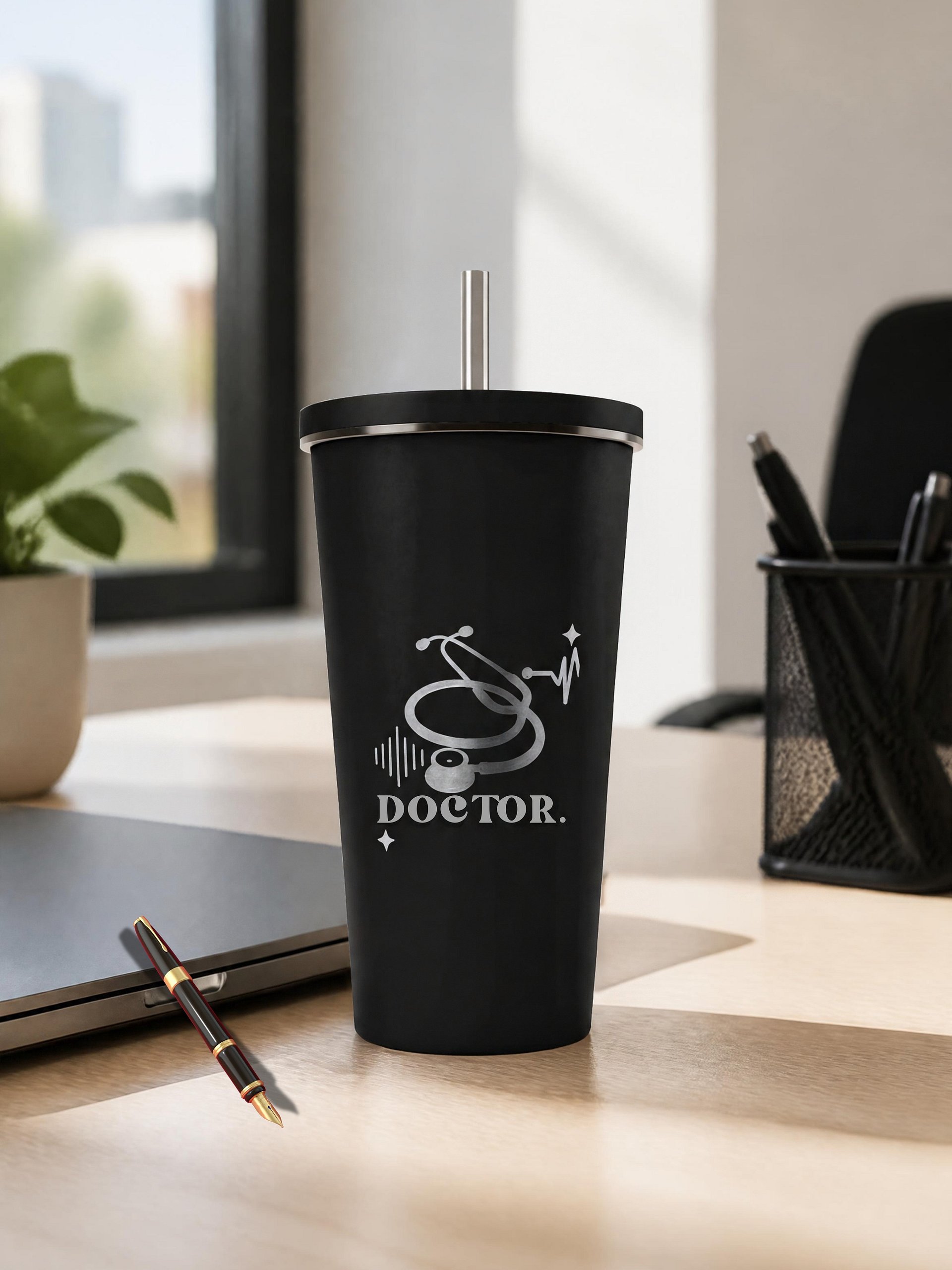 Doctor Insulated Tumbler with Straw - Cozy Fall Aesthetic product image (6)