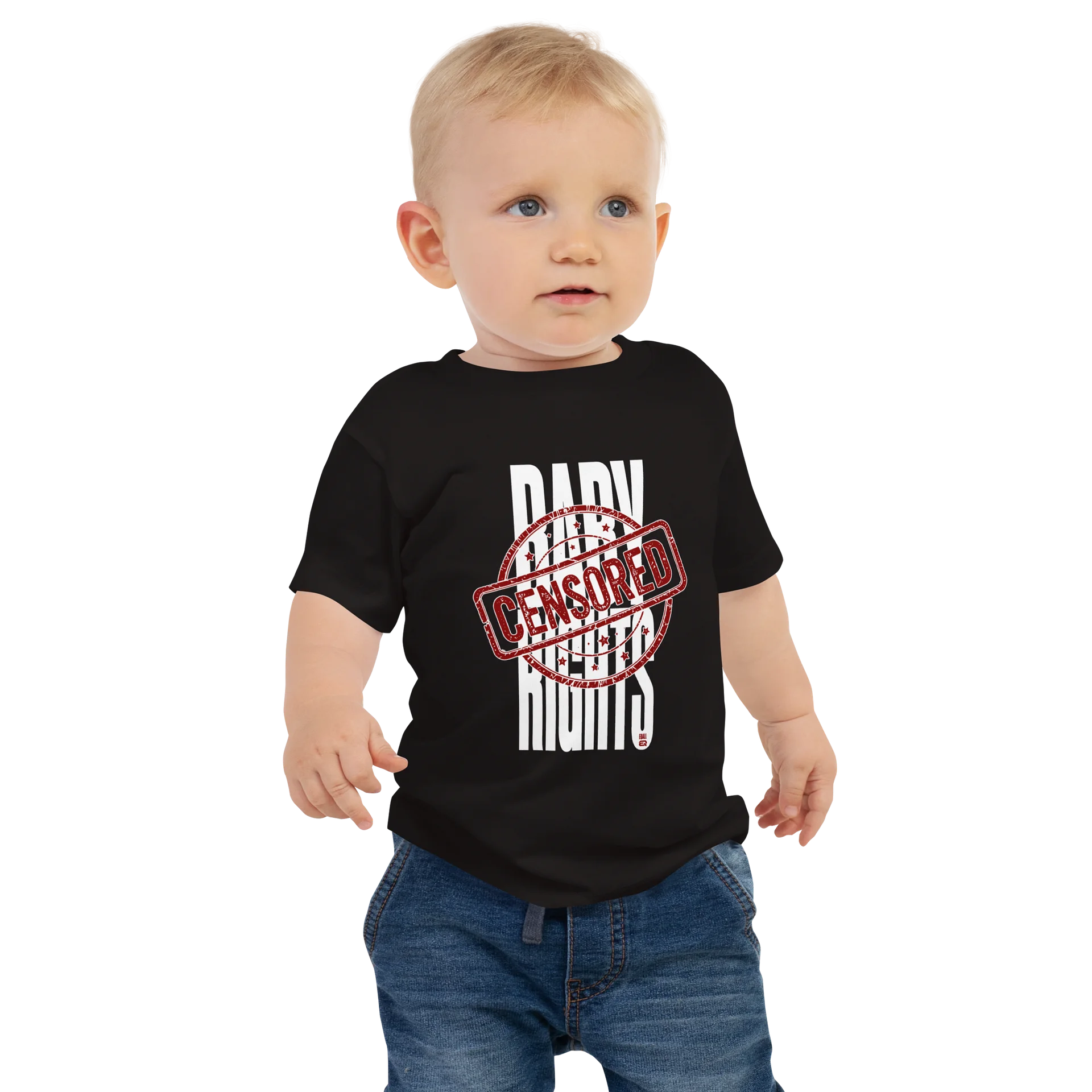 Censored_Baby Rights Unisex Bella+Canvas RAWKDZ T-shirt by EQALL® Essentials_White / Red product image (1)