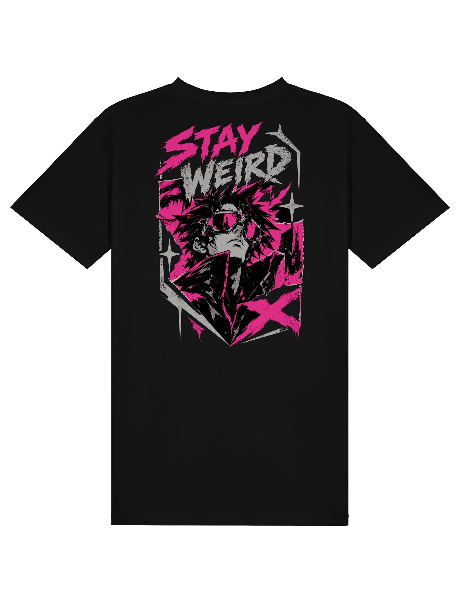 Stay Weird Cyberpunk Anime T-Shirt | Y2K Grunge Acid Back Print Graphic Tee product image (1)