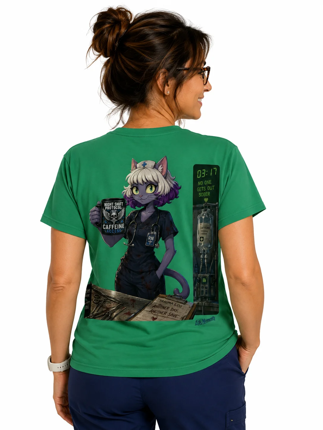 Funny Nurse T-Shirt | Anime Cat RN Gift | Night Shift Graphic Tee product image (3)