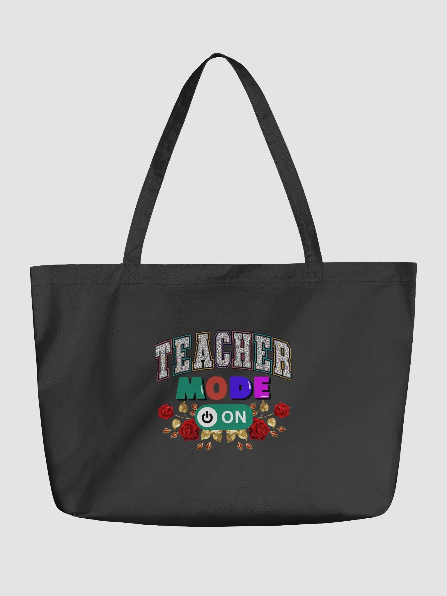 Teacher Mode On, Floral Teachers Eco Tote Bag product image (2)
