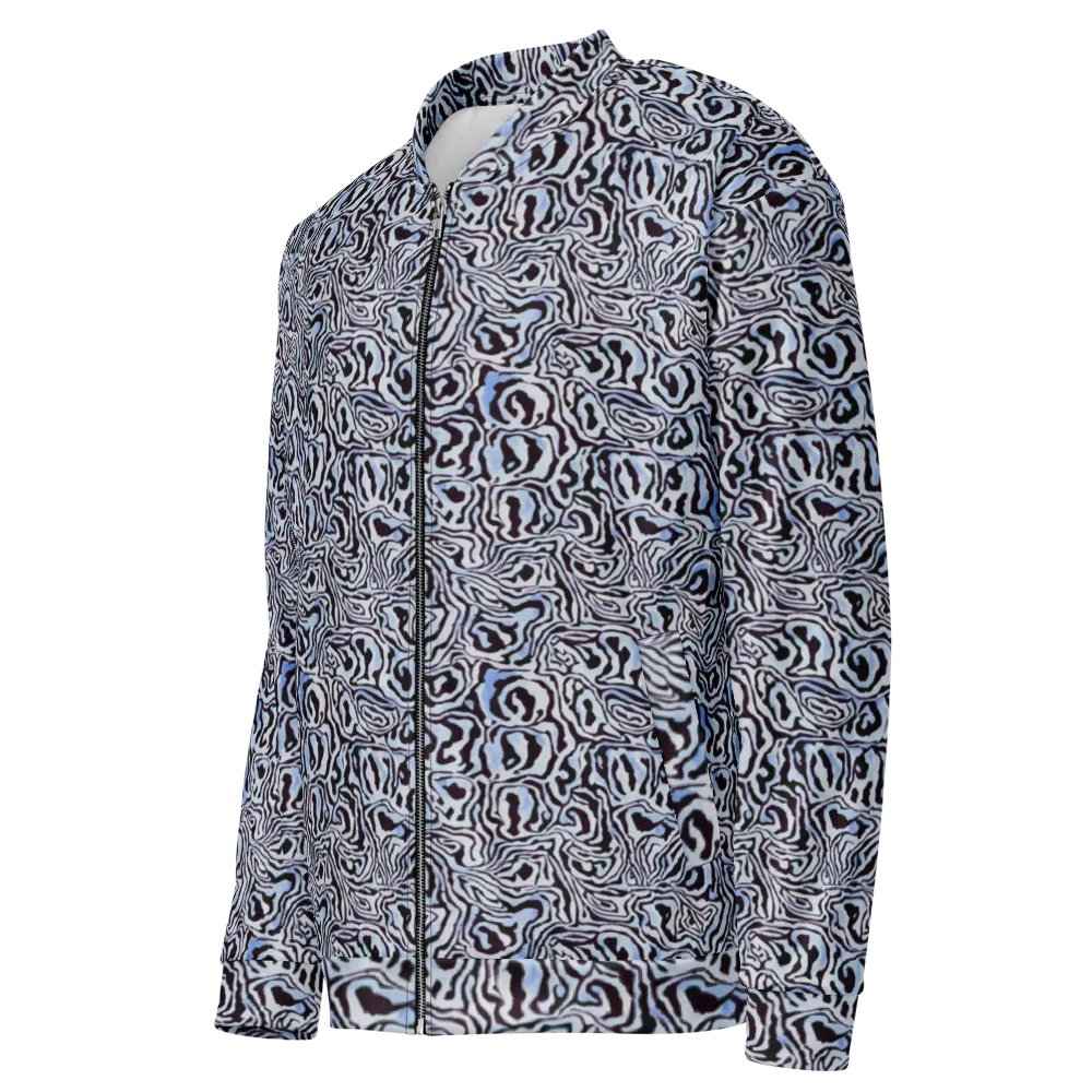 Blue Black Snake Pattern Bomber Jacket product image (3)
