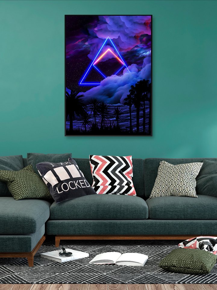 Neon palms landscape: Triangle [synthwave/vaporwave/cyberpunk] — Aesthetic retrowave poster product image (2)