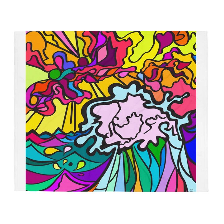 Vibrant Swirls Throw Blanket - Wave at Sunset product image (1)
