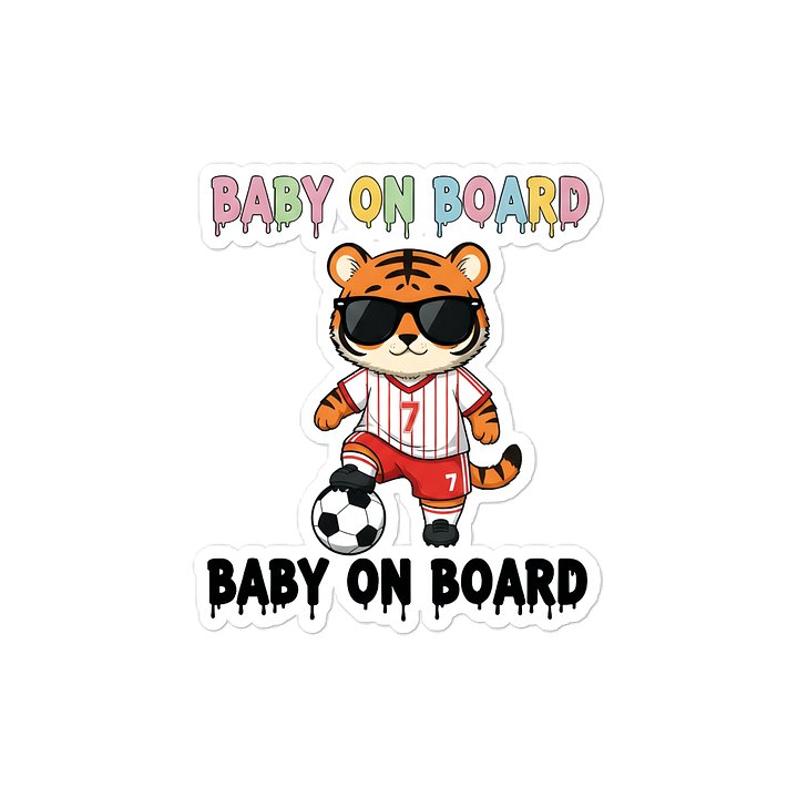 Funny Tiger Soccer Baby on Board Sticker - 5x5 Weatherproof Vinyl Car Decal - Cute Tiger Soccer Mom and Soccer Dad Gift product image (1)