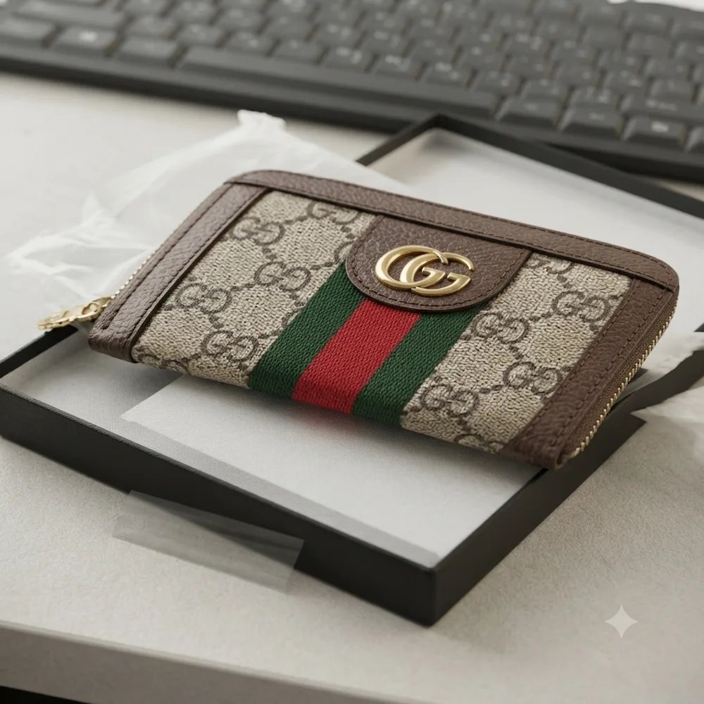 محفظة نسائية ماركة غوتشي هاي كوالتي بتصميم راقٍ وسحاب عملي - 13×10 سم product image (12)