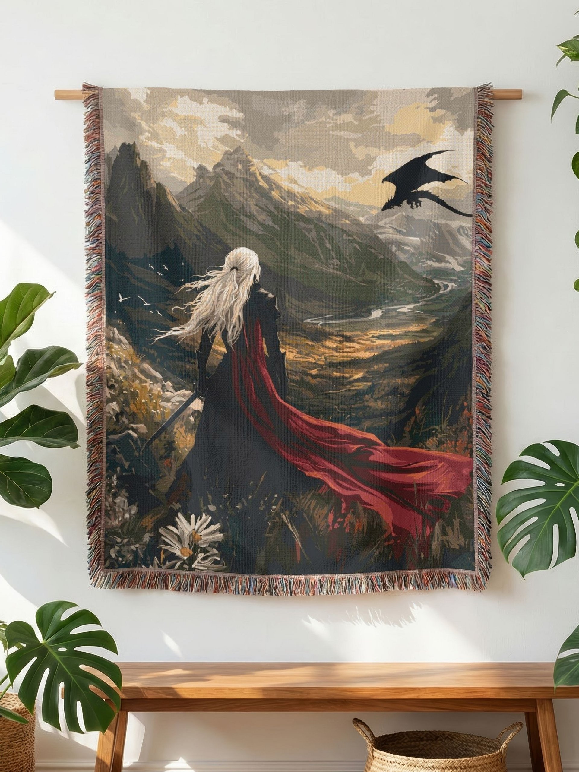 Throne of Glass Woven Blanket Sarah J Maas Manon Blackbeak Abraxos Aelin Galathynius Rowan Whitethorn Fantasy Bookish Gift product image (4)