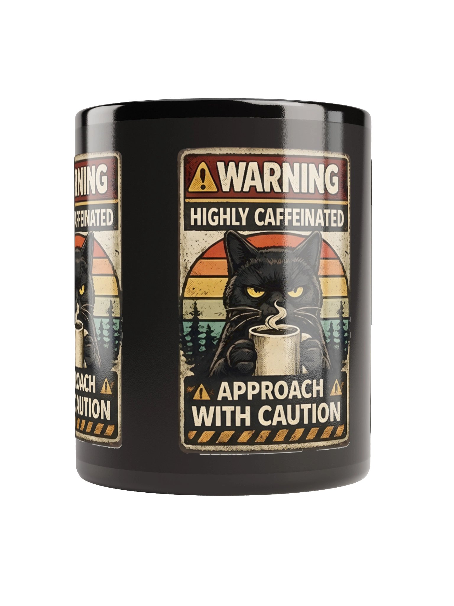 Warning: Highly Caffeinated – Funny Cat Mug (Approach With Caution) product image (2)