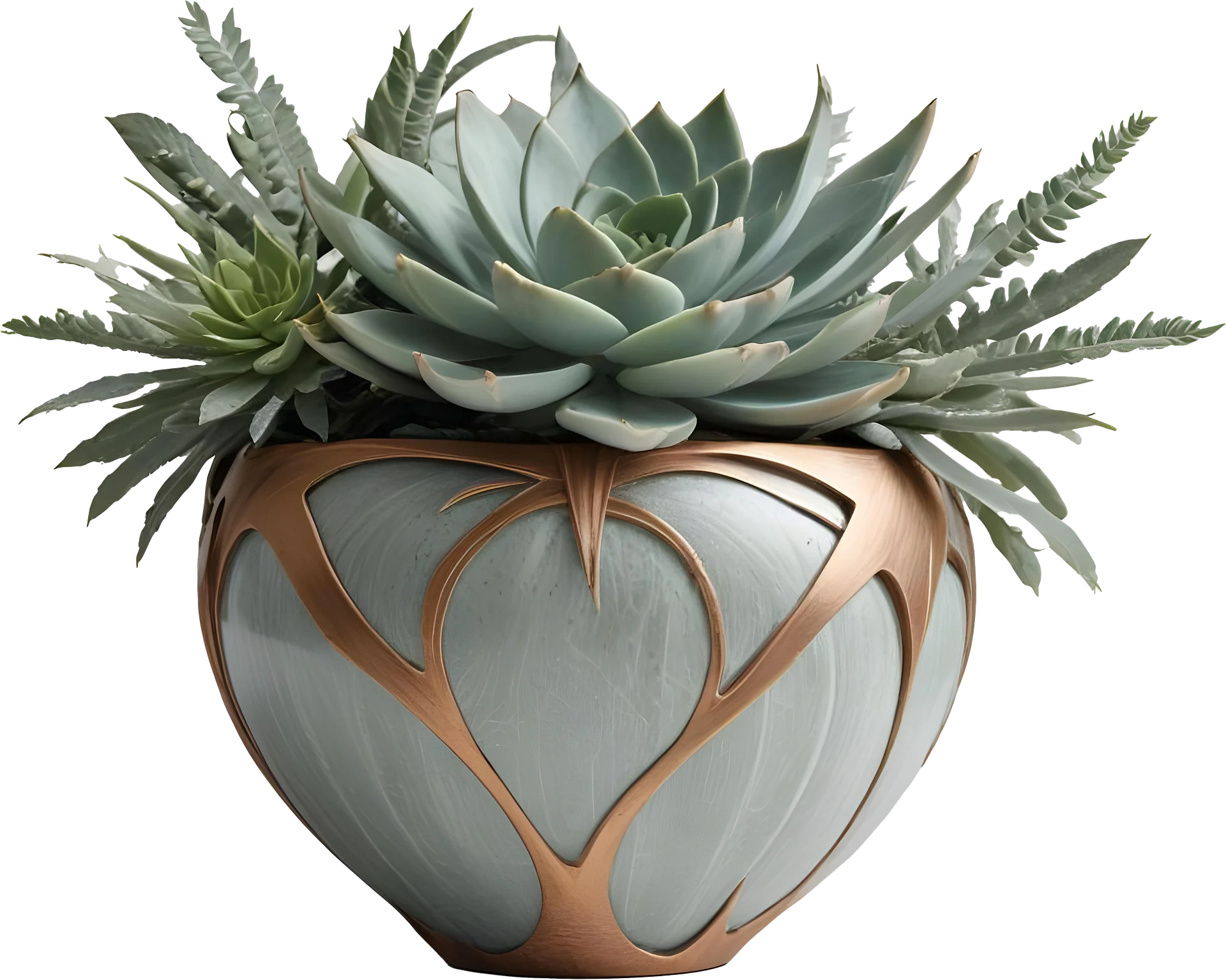 Gatsby Grace – Art Deco Pot with Succulent PNG product image (1)