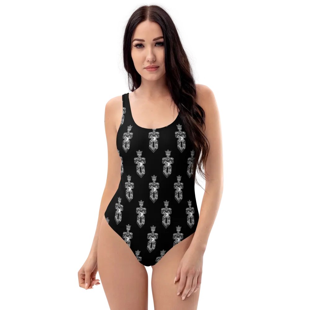 Black and White Logo One Piece Swimsuit - POA product image (1)