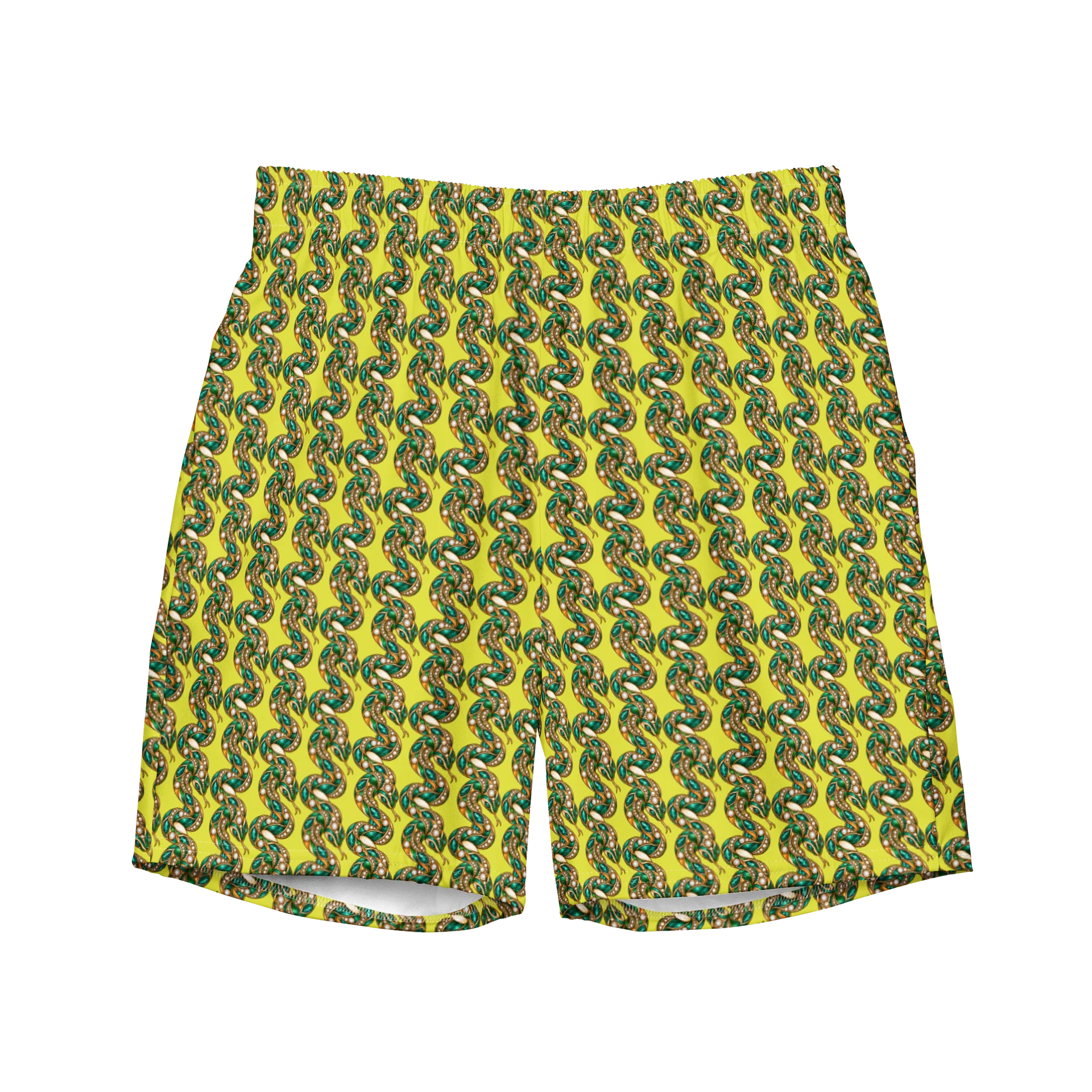 Diagonal Green Snake Brooch Mosaic Swim Trunks product image (1)