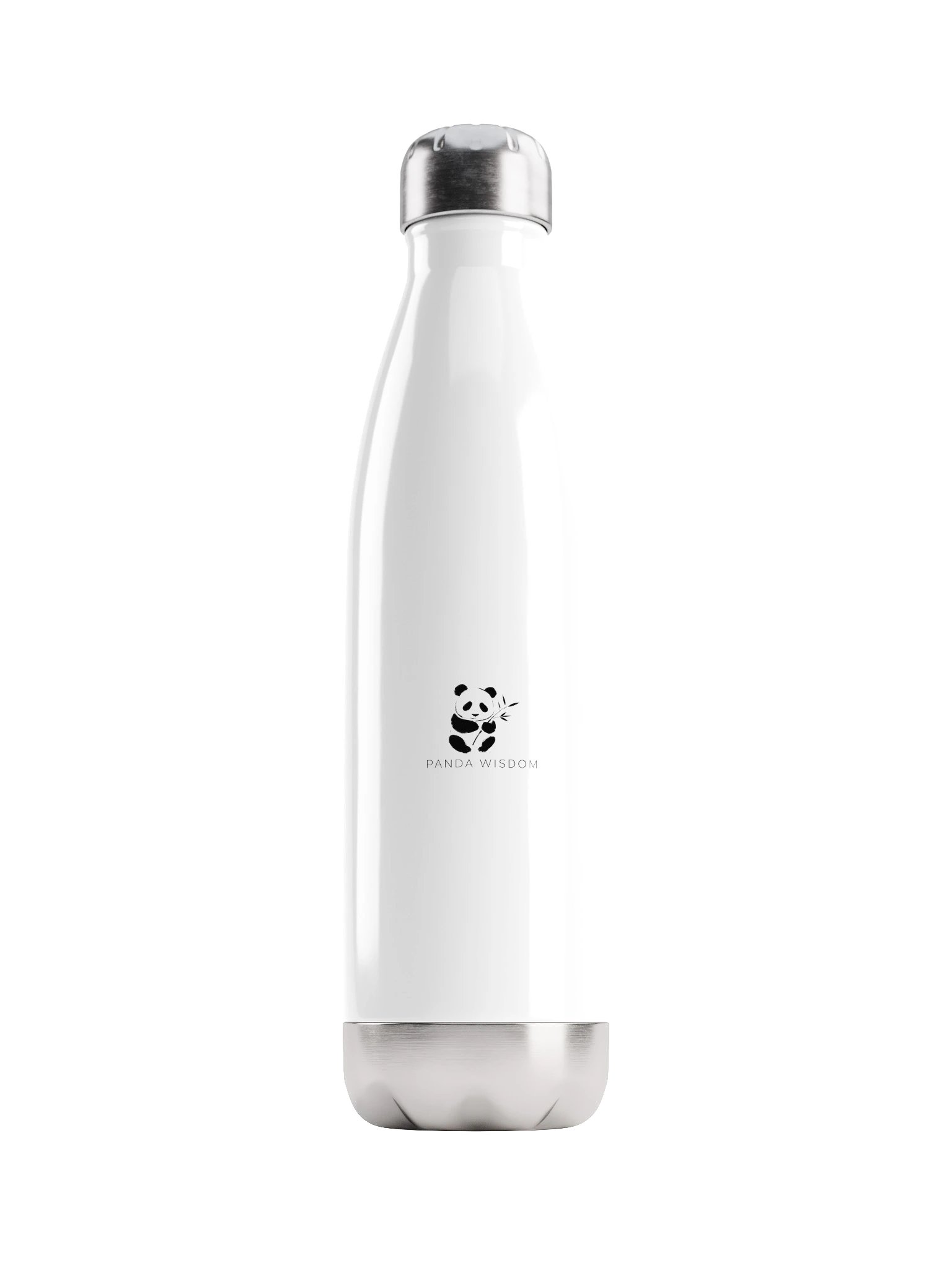 Panda Wisdom Stainless Steel Water Bottle - Black on White product image (1)