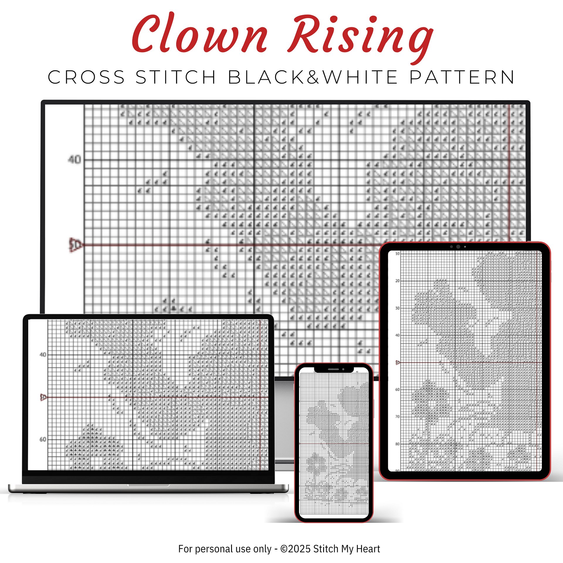 Clown Rising Cross Stitch Pattern product image (4)