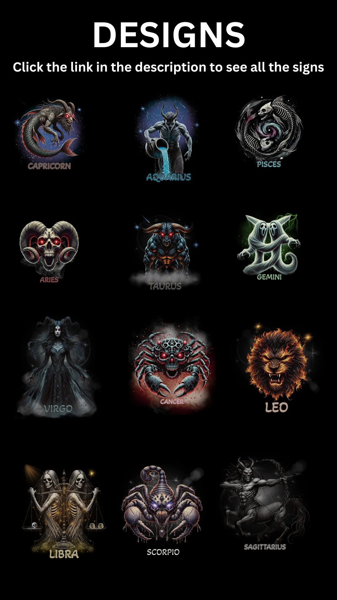 Demonic Zodiac T-Shirts| Gemini | Halloween Group Tshirt | Gothic Astrology Signs | Dark Horoscope Tees | Halloween Celestial Horror Clothing product image (3)