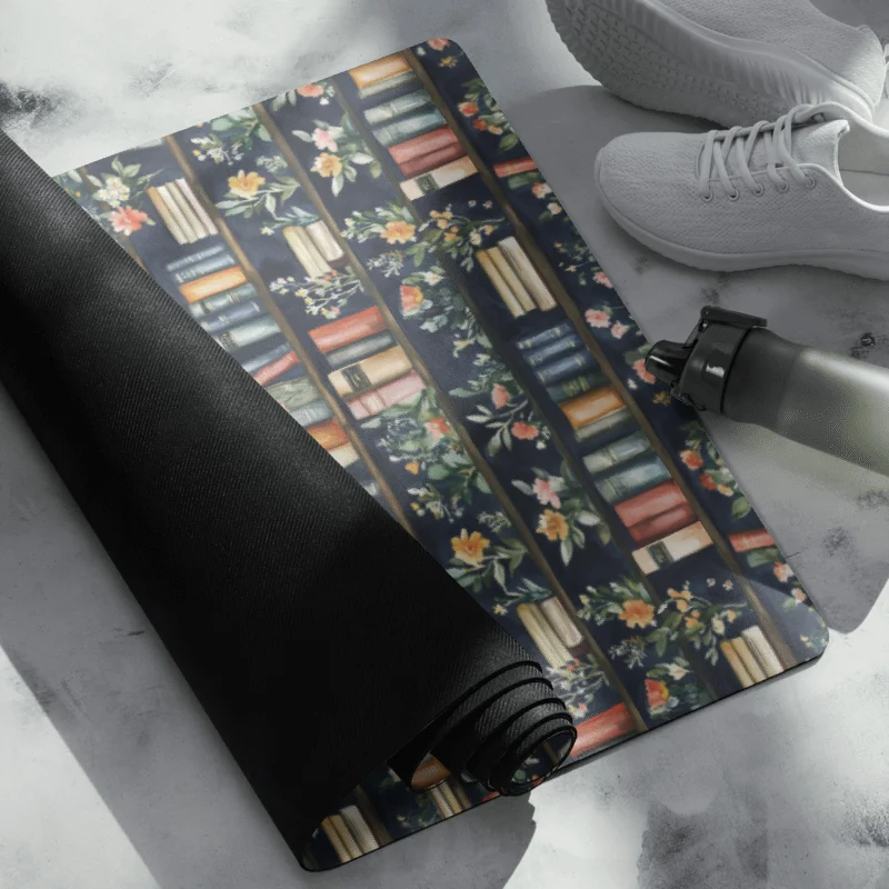 Bookshelf and Plants Yoga Mat by Treasure Pie product image (2)