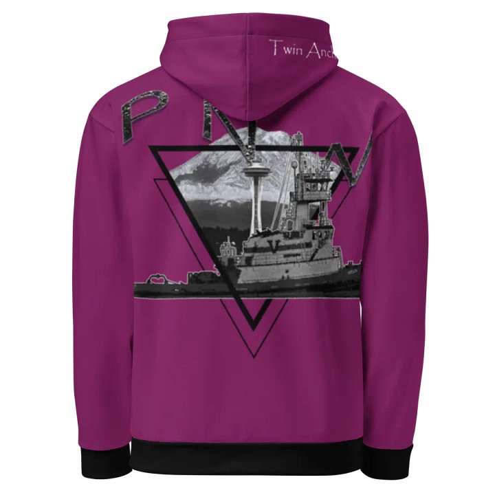 PNW T - Mt. Rainer & Tug Hudson (Eggplant) – Performance Marine Wear | Twin Anchor Apparel North Current Line PNW 1 Hudson VB Hoodie product image (1)