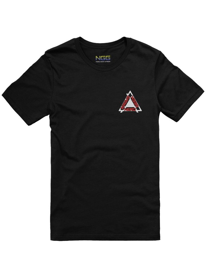 Nerd Geek Gamer Triangle Logo T-Shirt | Front & Back Print Black Graphic Tee product image (1)