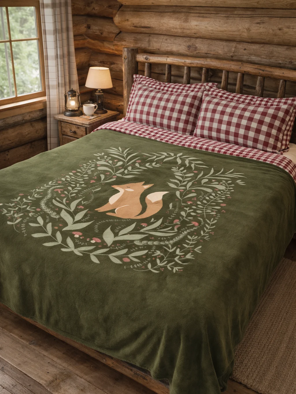 WOODLAND FOX AND FERNS FLEECE BLANKET IN THREE SIZES product image (3)