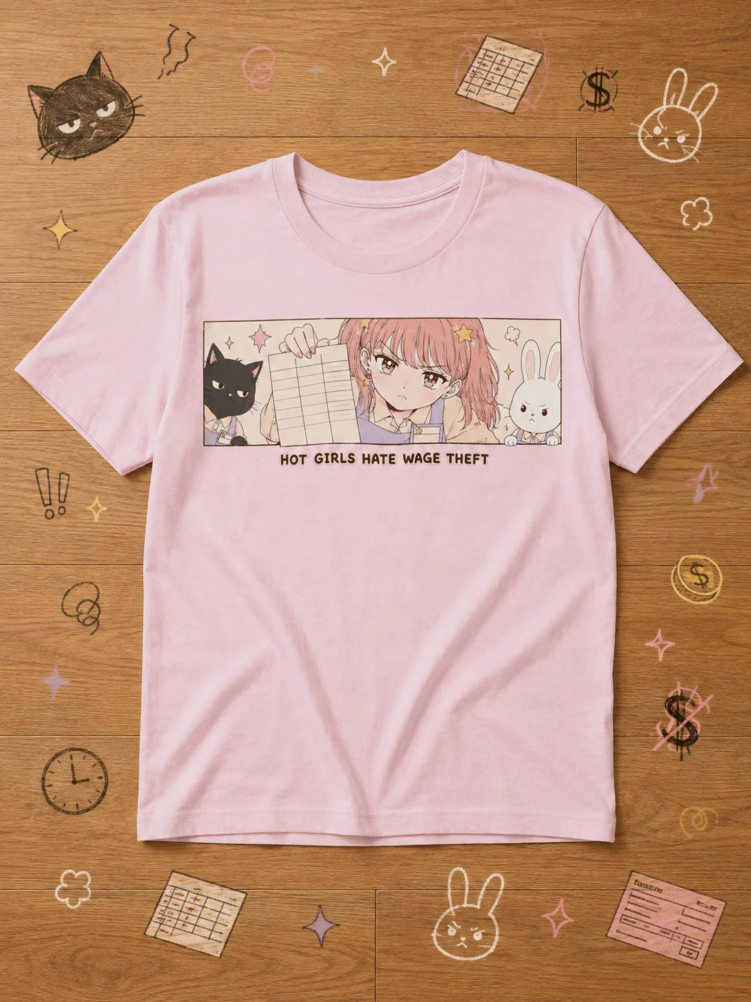 Hot Girls Hate Wage Theft Tee | Anti-Capitalism Graphic Tee product image (1)
