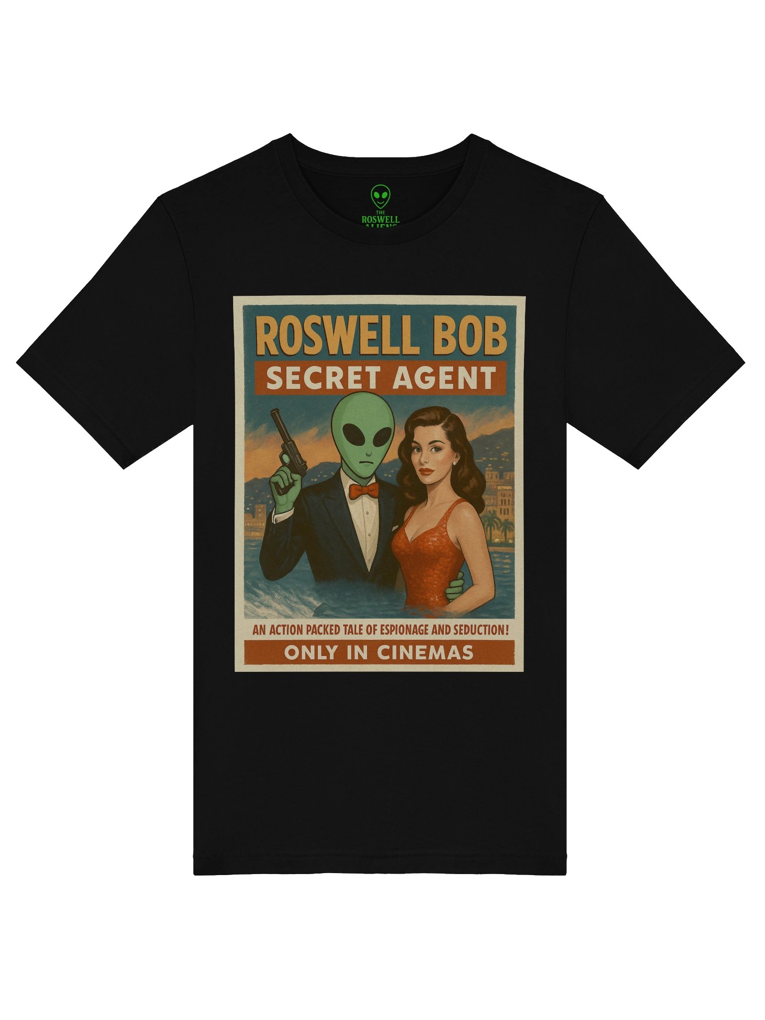 Secret Agent Parody Action Film Star Roswell Aliens 1950's Retro -Shirt product image (5)