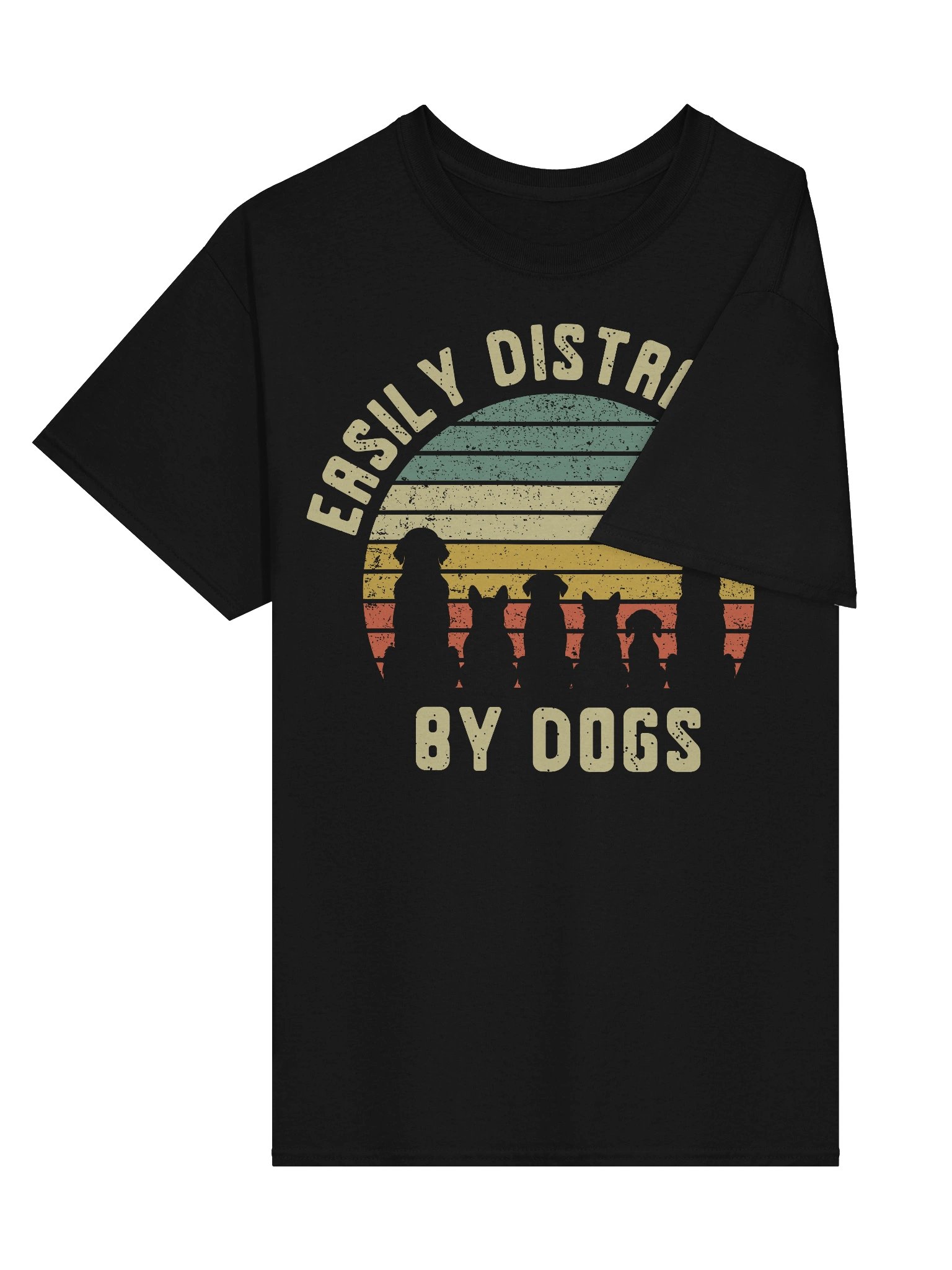 Easily Distracted By Dogs Sunset Retro T-Shirt product image (3)