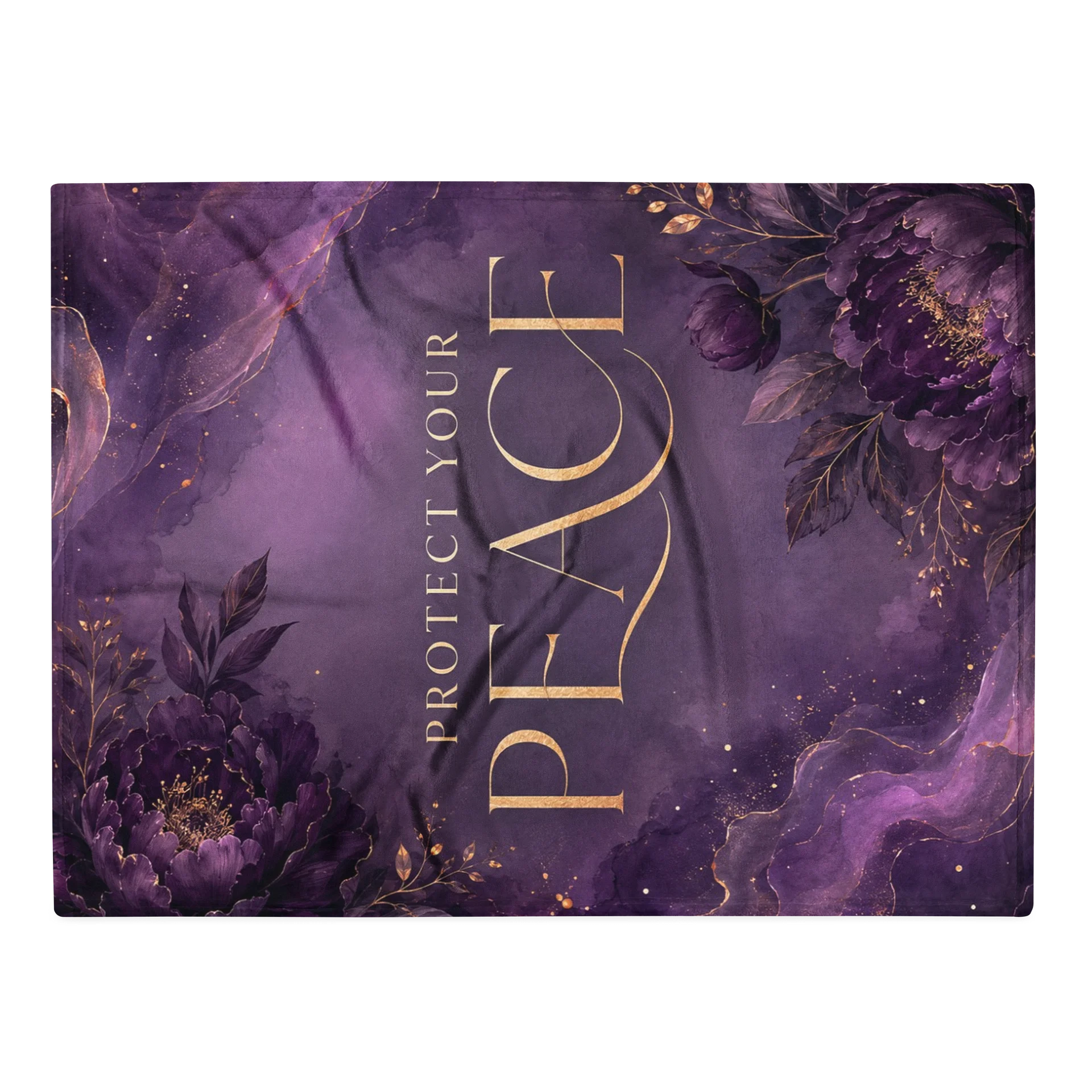 Protect Your Peace Purple Floral Throw Blanket product image (14)