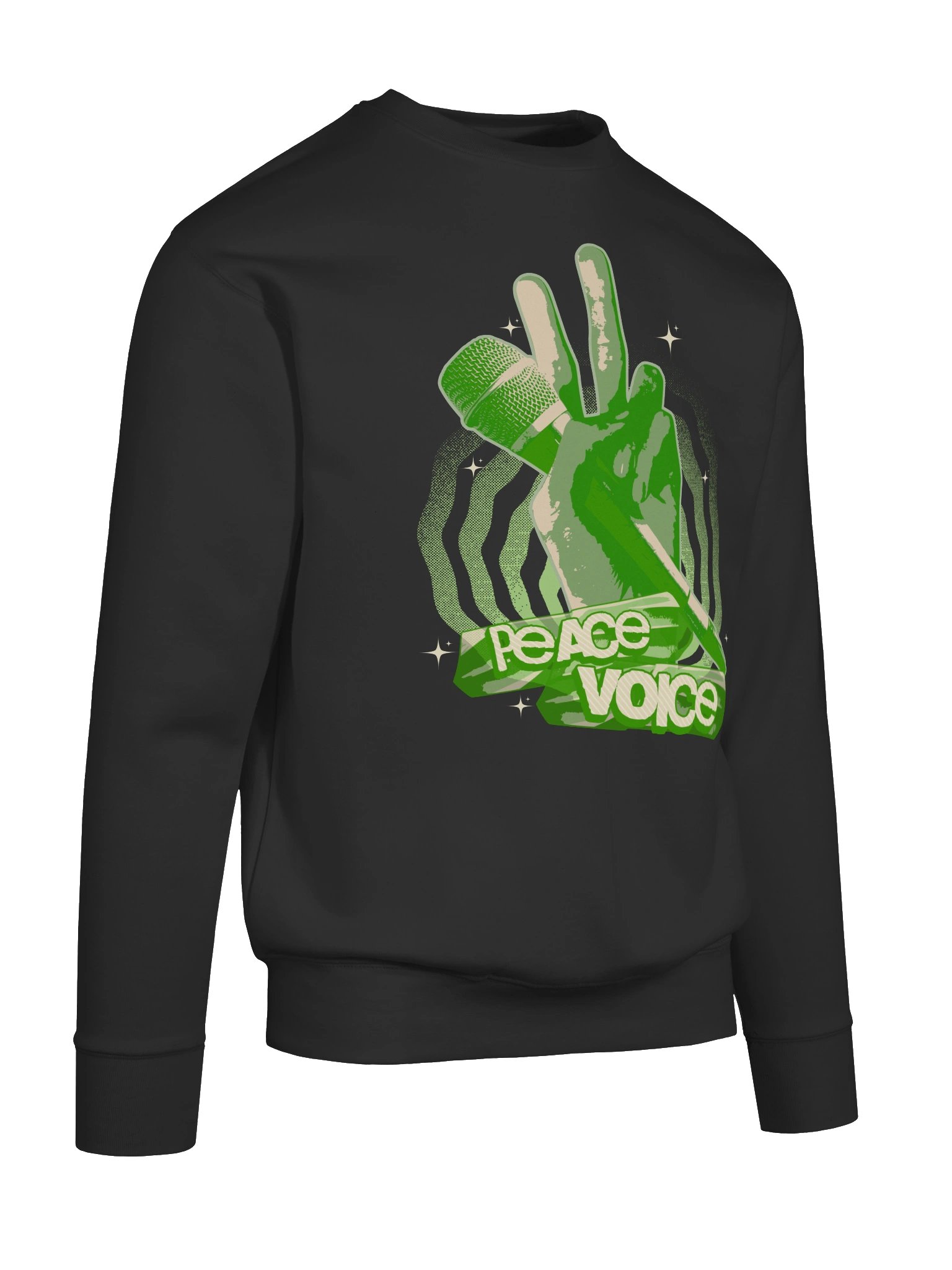 Peace Voice Sweatshirt - Hip Hop Microphone Hand Sign Sweatshirt | green design| Music Lover Rap Tee product image (10)