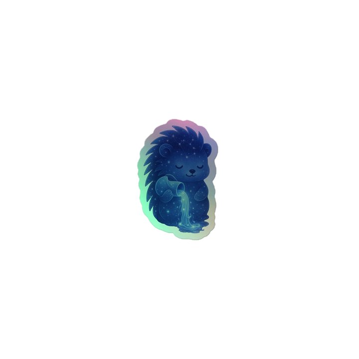 Zodiac hedgie Aquarius holographic sticker product image (1)