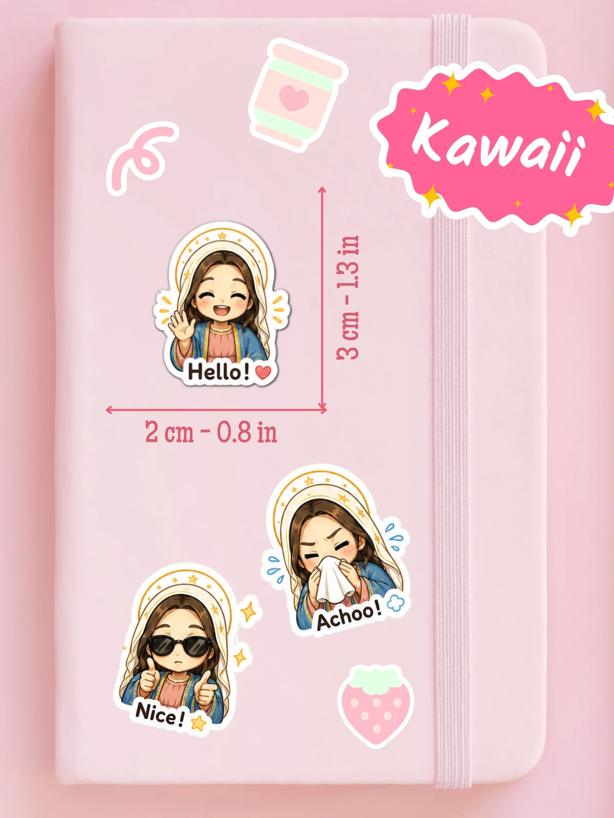 Chibi Mary Moods Sticker Sheet | Matte Vinyl Journal Stickers (15 Mini Expressions) product image (1)