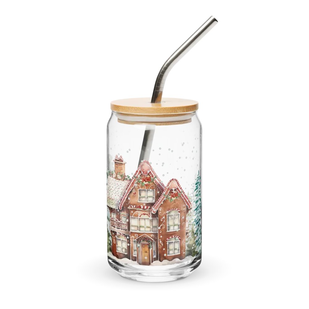 Winter Wonderland Gingerbread House Can-Shaped Glass product image (1)
