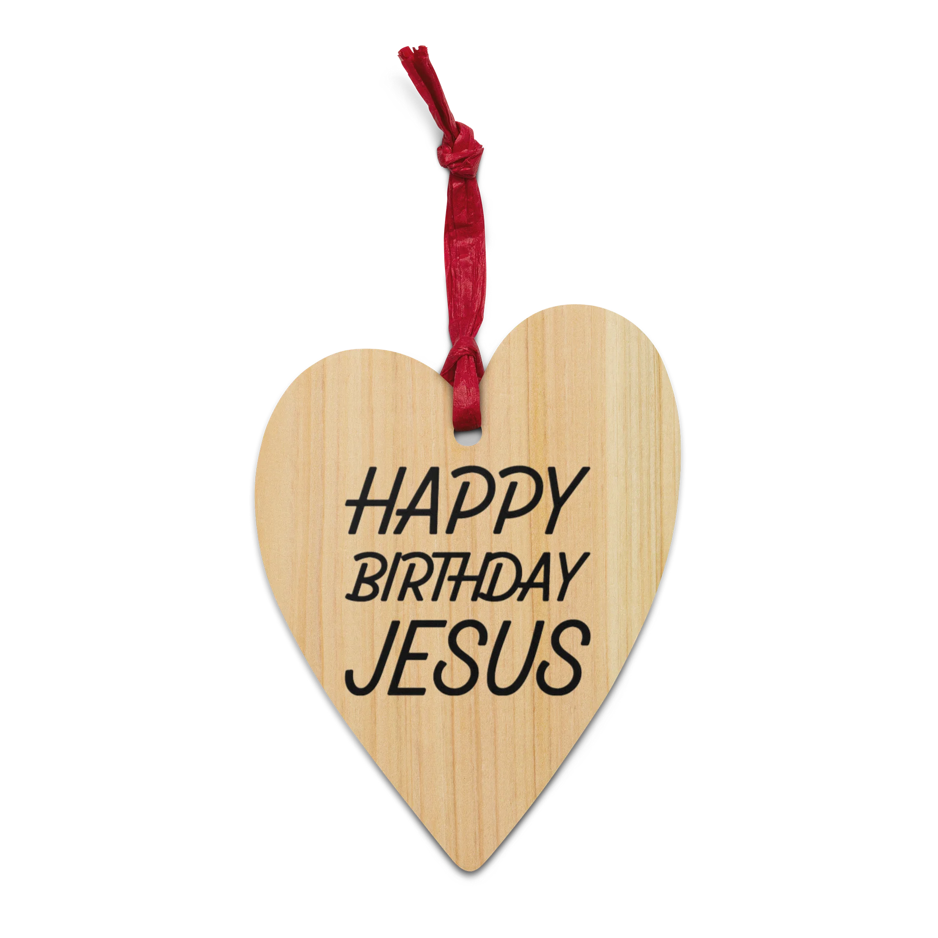 Wooden Heart Shaped "Happy Birthday Jesus" Ornament product image (1)