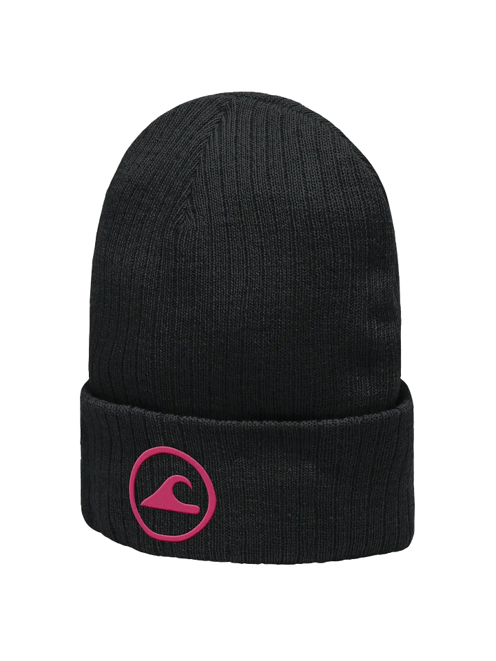Embroidered Wave Rider Atlantis Ribbed Knit Beanie (Flamingo) product image (2)